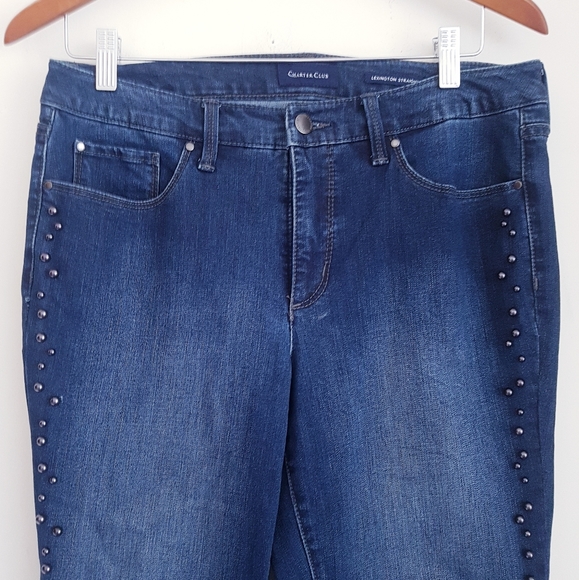 CHARTER CLUB Blue Pearl Embellished Jeans - Picture 3 of 12